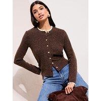 Friends Like These Lace Trim Cosy Cardigan - Brown