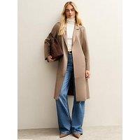 New Look Faux Suede Belted Duster Coat - Light Brown