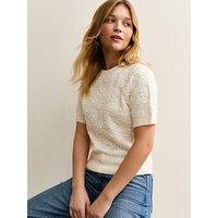 New Look Lace Midweight Knit Top - Cream