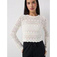 Only Long Sleeve Cochet Top - Cream