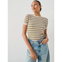 Jdy Striped Short Sleeve T-Shirt - Brown