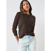 Jdy Jdyprime Life Long Sleeve Knitted Cardigan - Brown