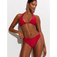 New Look Plain Low Rise Hipster Bikini Bottoms - Dark Red
