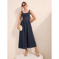 Friends Like These Angled Waist Vest Midaxi - Dark Blue