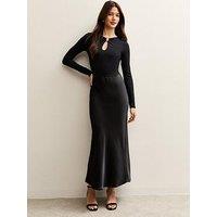 New Look Satin Midi Skirt - Black
