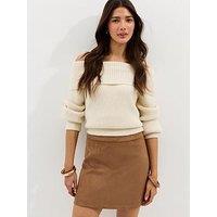 New Look Tan Faux Suede A-Line Mini Skirt