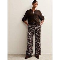 New Look Abstract Print Textured Wide Leg Trousers - Brown