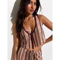 New Look Crochet Patterned Beach Top - Pink