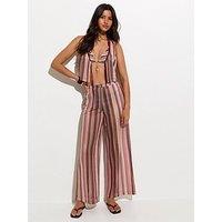 New Look Crochet Wide Leg Beach Trousers - Pink
