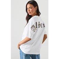 Allsaints Fuse Etta Oversized Slogan T-Shirt - Optic White