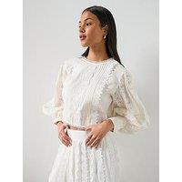Allsaints Hart Lace Embroidered Top - White