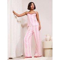 Friends Like These Stripe Rik Rak Cheesecloth Cami & Wl Trouser Set - Pink