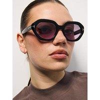 Tom Ford Meryl-02 Geometric Sunglasses - Shiny Black