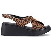 Hush Puppies Bex Wedge Sandal-Leopard/Black