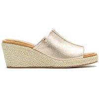 Hush Puppies Willow Rattan Slide Wedge-Gold