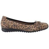 Hush Puppies Lucille Bow Ballerina-Leopard Suede