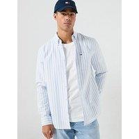 Tommy Jeans Regular Stripe Oxford Long Sleeve Shirt - Blue