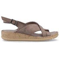 Hush Puppies Elena Cross Over Wedge-Fossil Nubuck