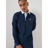 Tommy Jeans Relaxed Essential Badge Rugby Polo Shirt - Navy