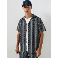 Tommy Jeans Regular All Over Print Short Sleeve Shirt - Black