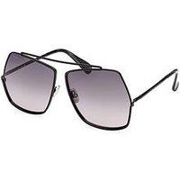 Max Mara Geometric Metal Sunglasses - Shiny Black