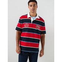 Tommy Jeans Relaxed Short Sleeve Bold Stripe Rugby Shirt - Red