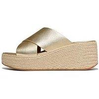 Fitflop Platfforms Espadrille Leather Wedge Cross Slides