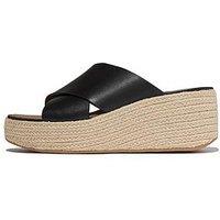 Fitflop Platfforms Espadrille Leather Wedge Cross Slides
