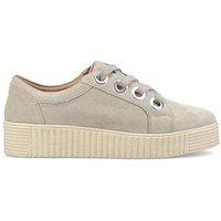 Hush Puppies Tamsin Suede Trainer-Taupe