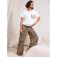Friends Like These Amour Frill Leopard Pyjama Set - Brown
