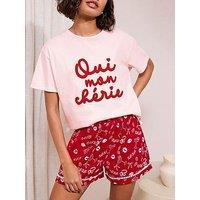 Friends Like These Oui Mon Cherie Pyjama Set - Red
