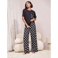 Friends Like These Spot Pyjama Set - Black