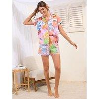 Friends Like These Picnic Postcard Print Short Sleeve & Short Trad Set - Multi