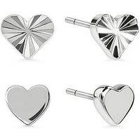 Radley Silver Plated Textured Heart Twinpack Earrings