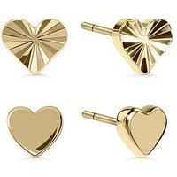 Radley 18Ct Gold Plated Textured Heart Twinpack Earrings