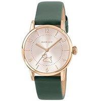 Radley Rose Gold Plated Case Hunter Green Leather Strap Watch