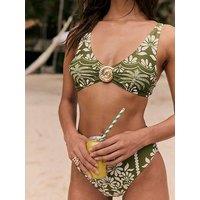 Friends Like These Olive Green High Waist Bikini Set Hardware Detail High Waisted