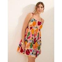 Friends Like These Prawn Fruit Baby Doll Mini Dress - Multi