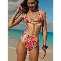 Friends Like These Pink/Yellow Bikini Set Tie Side Crochet Triangle