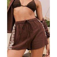 Friends Like These Lace Insert Short (Co Ord) - Brown