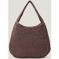 Monsoon Hari Scoop Raffia Shoulder Bag - Brown