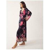 Monsoon Abbie Floral Kaftan - Blue