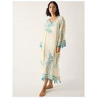 Monsoon Pam Palm Print Kaftan - Cream