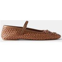Mint Velvet Charley Leather Woven Pumps - Brown