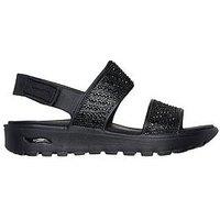 Skechers Arch Fit Footsteps Enchant Moulded Double Band Slingback Sandal With & Rhinestones - Black
