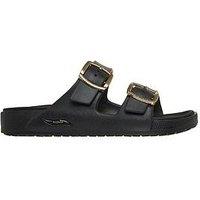 Skechers Arch Fit Cali Breeze 2.0 Gold Star Moulded Double Band Sliders - Black