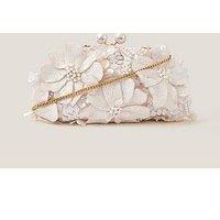 Monsoon Suvi Flower Embellished Clutch Bag - Cream