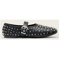 Allsaints Sabine Leather Stud Ballet Shoes - Black