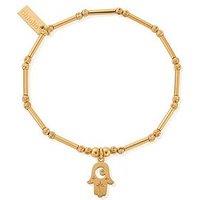 Chlobo Gold Dainty Moon Cut Sparkle Hamsa Bracelet