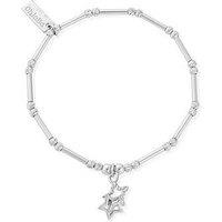 Chlobo Dainty Moon Cut Sparkle Interlocking Star Bracelet